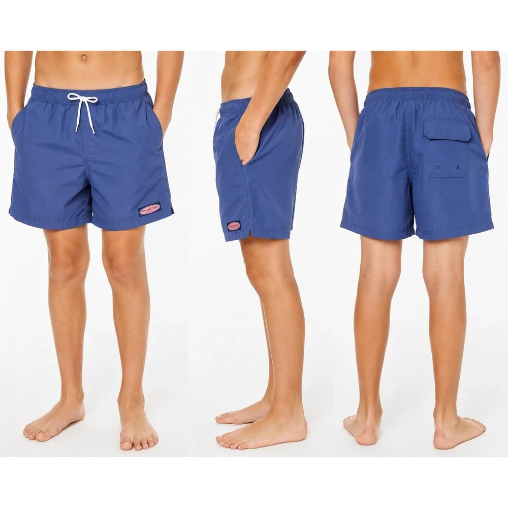 Vineyard Vines Boys Blue Chappy Swim Trunks Mesh Lined Logo Shorts Large 16